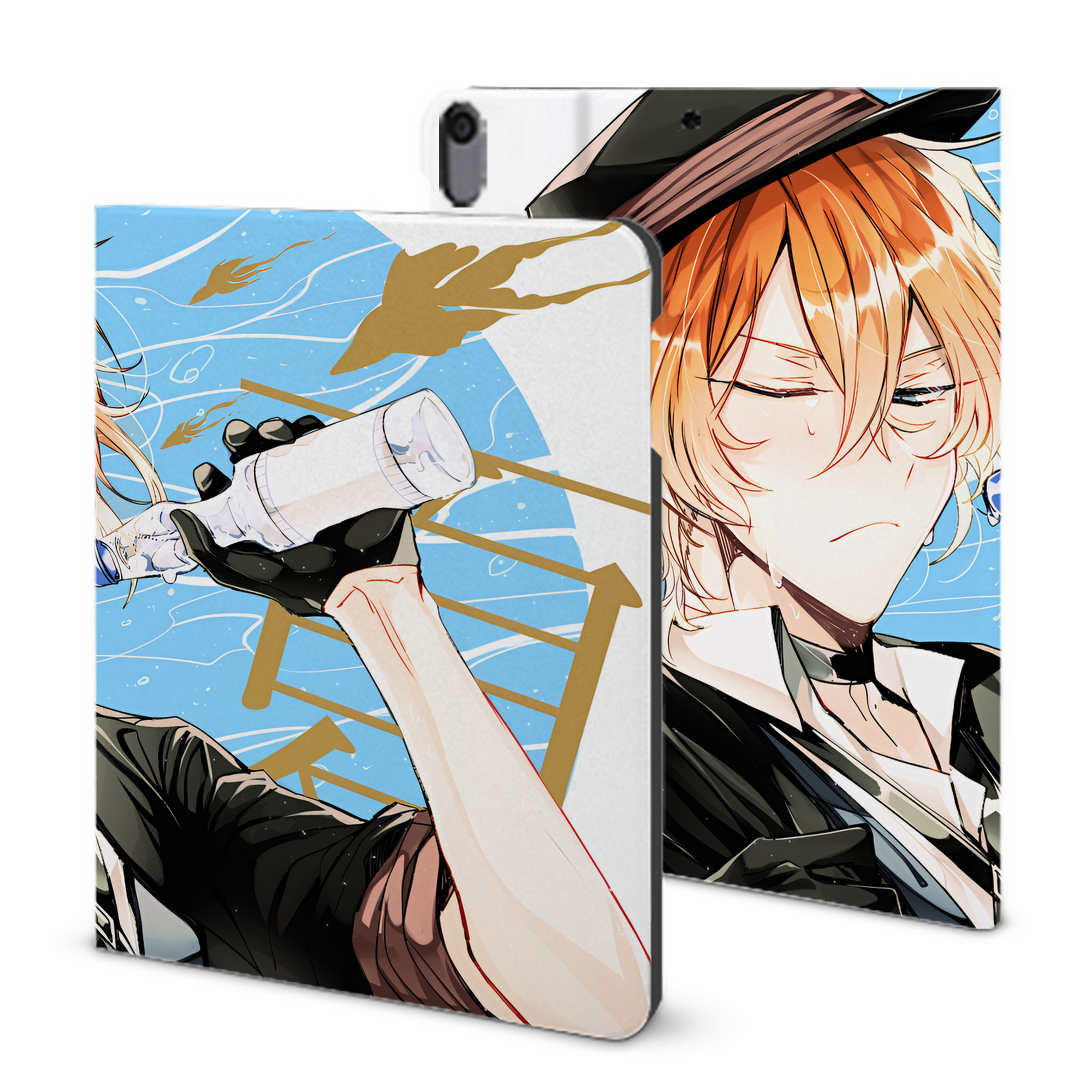 （画像用） 文豪ストレイドッグス Bungo Stray Dogs IPad ケース ブック型 PUレザー TPU 耐衝撃 軽量 薄型 ペン収納なし 全面保護 IPad 各モデル対応